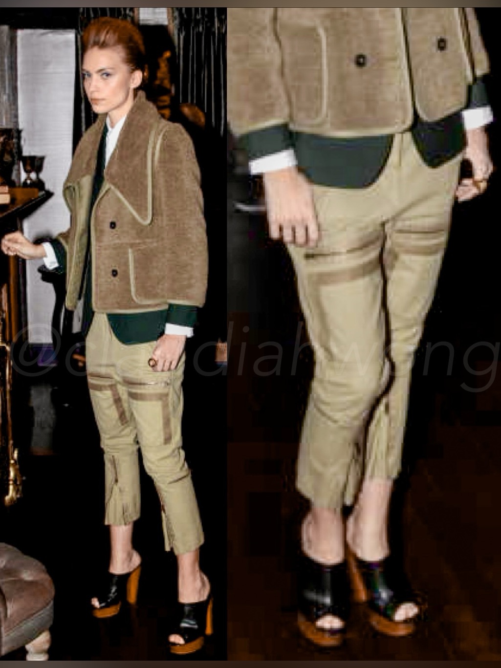 Stella Mccartney Pre-Fall 2012 Multi Zip Cargo Cropped Pants In Military Green
